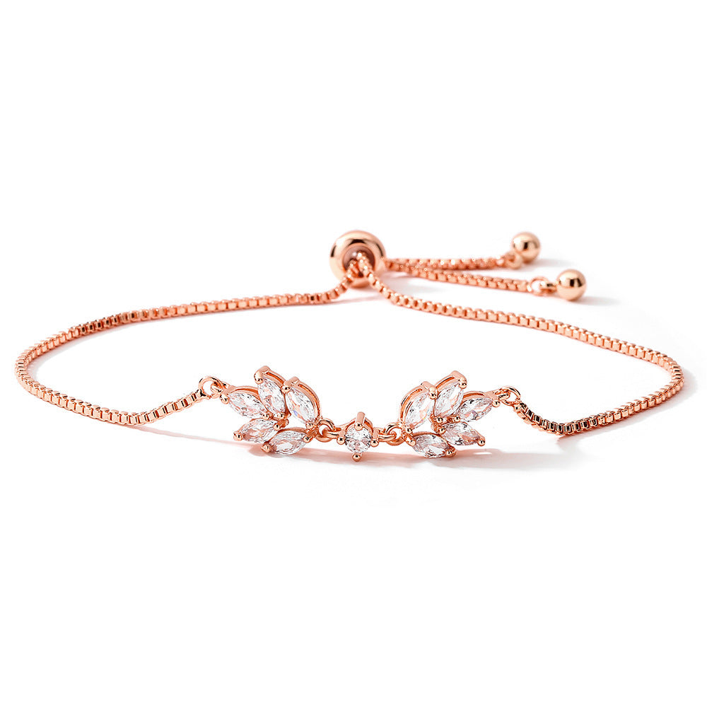 Special-interest Design Personalized Creative Zipper Open Adjustable Zircon Bracelet