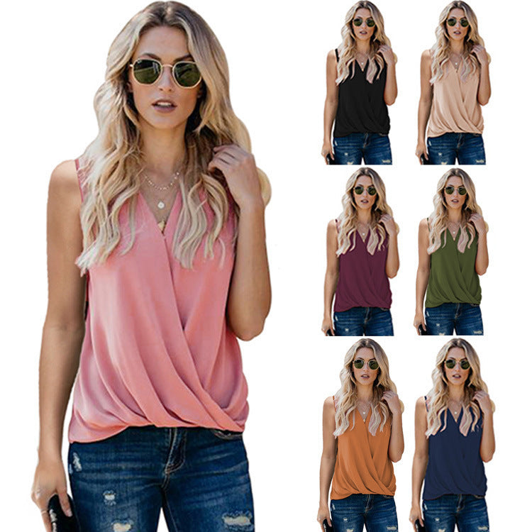 Strap New Solid Color V-neck Bottoming Ladies Vest