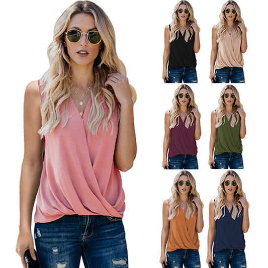 Strap New Solid Color V-neck Bottoming Ladies Vest
