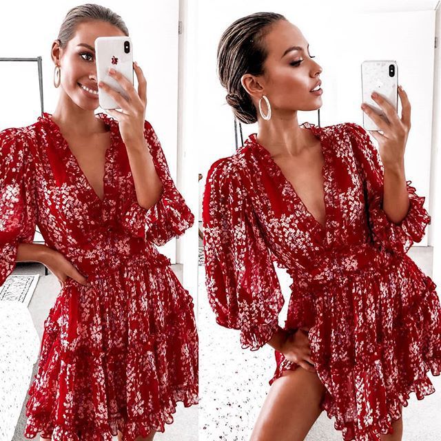 Floral puff sleeve dress