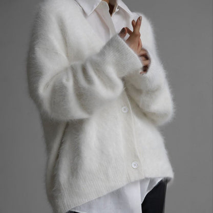 Women’s V neck Cardigan Fall Winter Fashion Single Breasted Knitted Sweater Top Women's Clothing