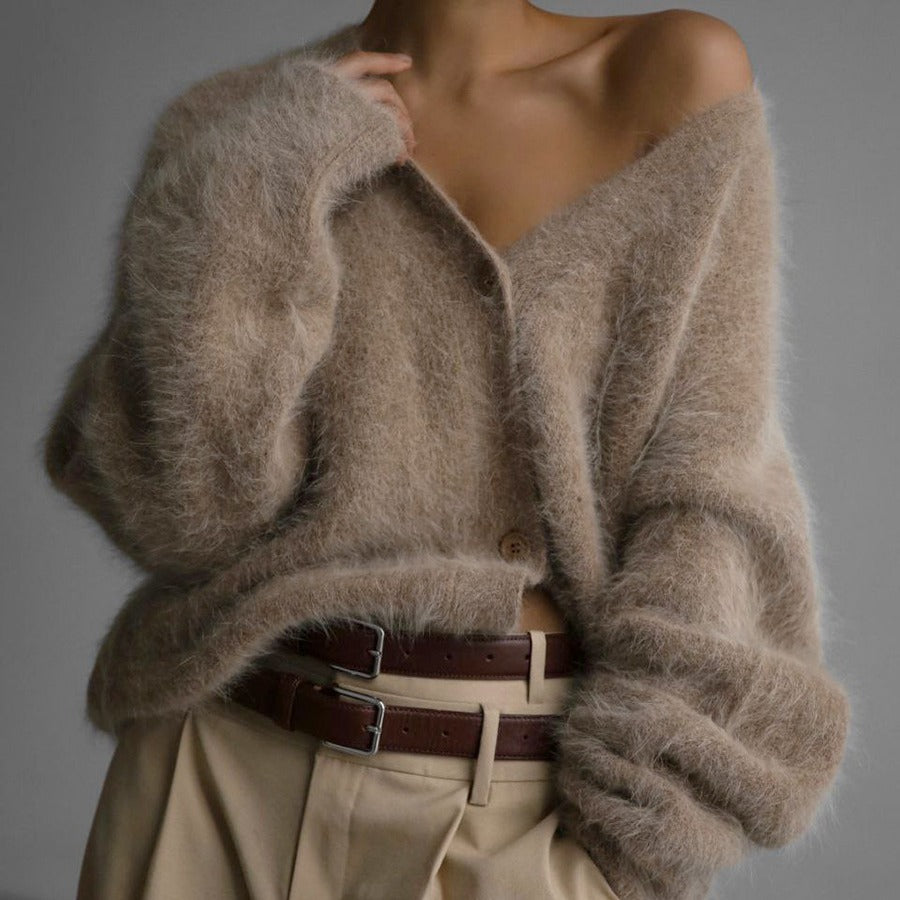 Women’s V neck Cardigan Fall Winter Fashion Single Breasted Knitted Sweater Top Women's Clothing