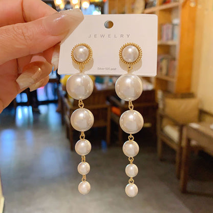 European And American Elegant Long Pearl Earrings Women