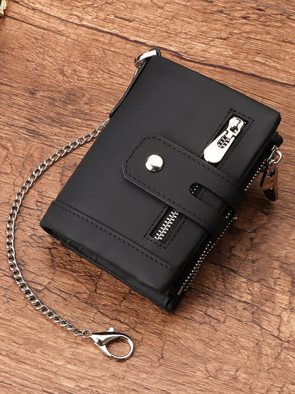 European and American first-layer kraft card bag men's short genuine leather wallet Father's Day gift