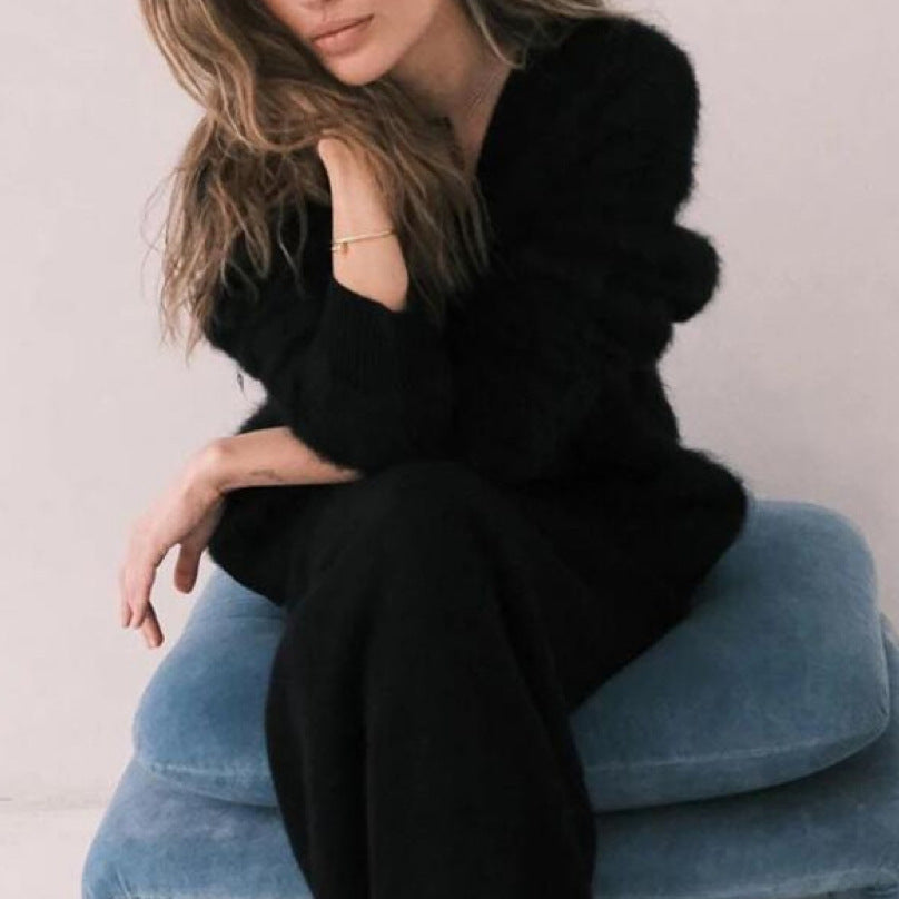 Women’s V neck Cardigan Fall Winter Fashion Single Breasted Knitted Sweater Top Women's Clothing