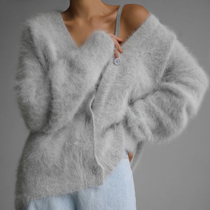 Women’s V neck Cardigan Fall Winter Fashion Single Breasted Knitted Sweater Top Women's Clothing