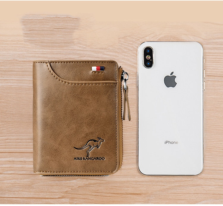 New Men Wallets Fashion Short Desigh Zipper Card Holder Men Leather Purse Solid Coin Pocket High Quality Male Purse