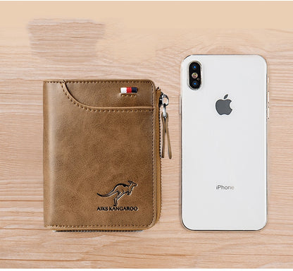 New Men Wallets Fashion Short Desigh Zipper Card Holder Men Leather Purse Solid Coin Pocket High Quality Male Purse