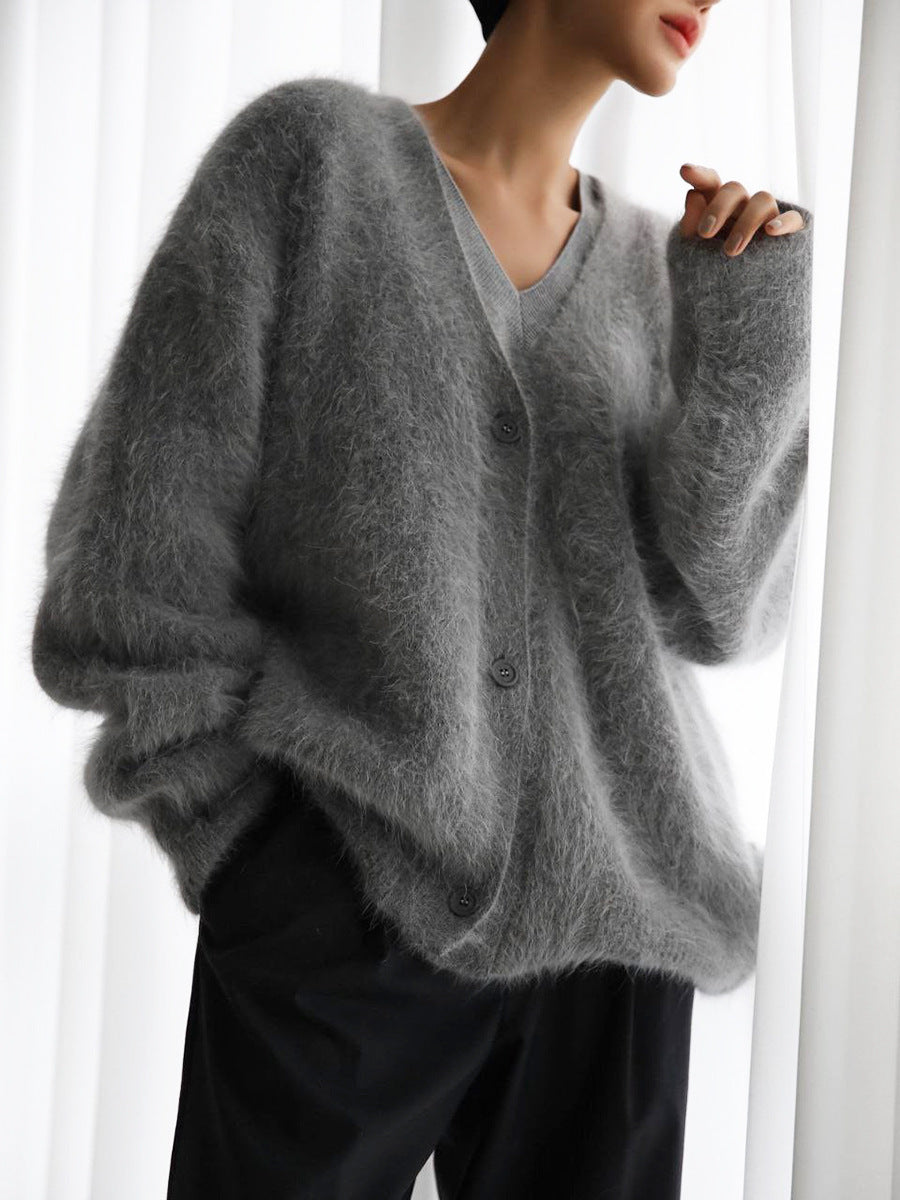 Women’s V neck Cardigan Fall Winter Fashion Single Breasted Knitted Sweater Top Women's Clothing