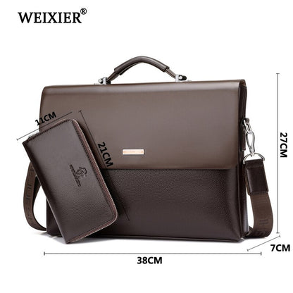 WEIXIER Brand Men High Quality Microfiber Synthetic Leather Tote Fashion Male Bag Messenger Business Handbag Laptop Shoulder Bag