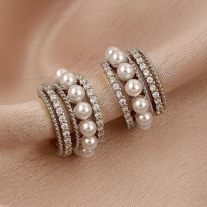 High-grade Zircon Pearl Earrings French Style