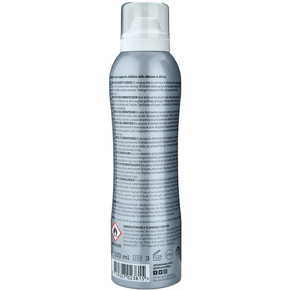 ALTRUIST Dermatologist Invisible Sunspray SPF50 Twin Pack 2 x 200ml