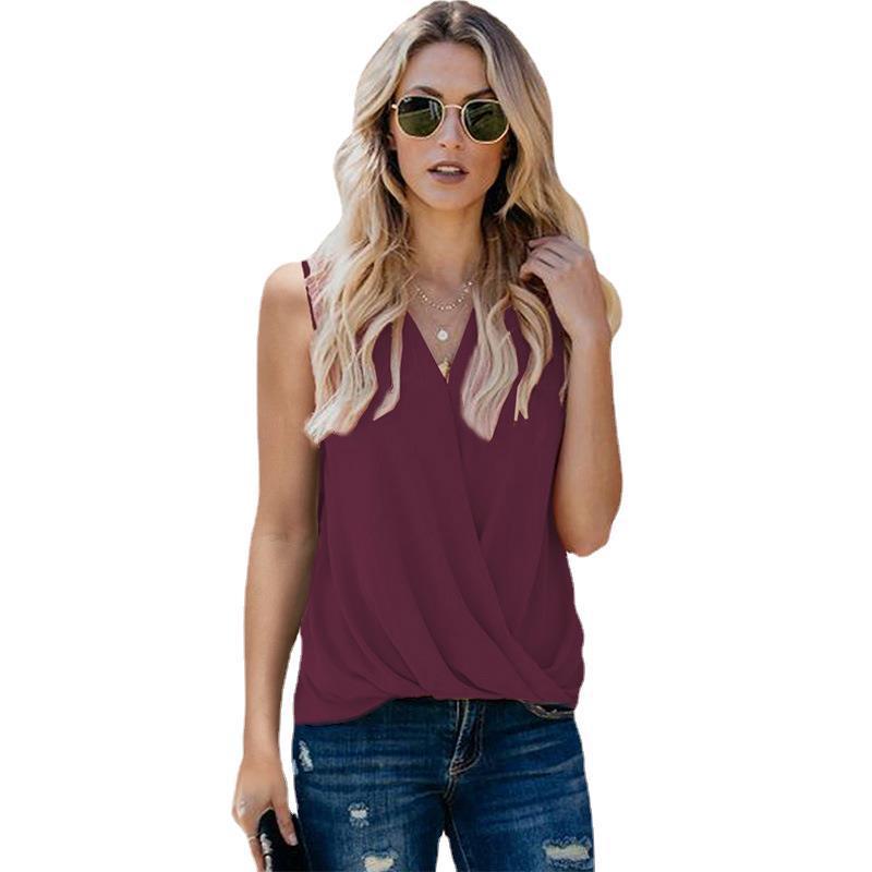 Strap New Solid Color V-neck Bottoming Ladies Vest