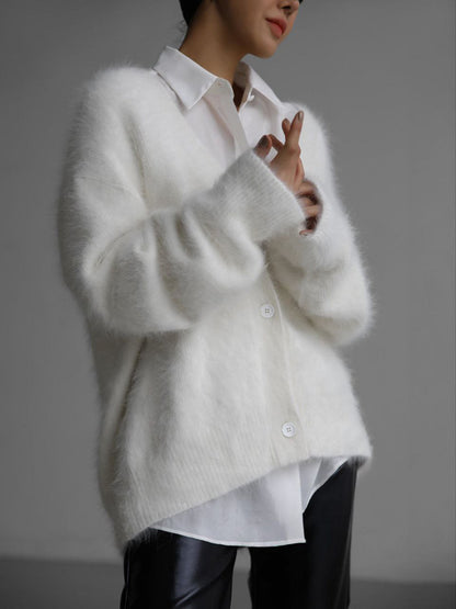 Women’s V neck Cardigan Fall Winter Fashion Single Breasted Knitted Sweater Top Women's Clothing