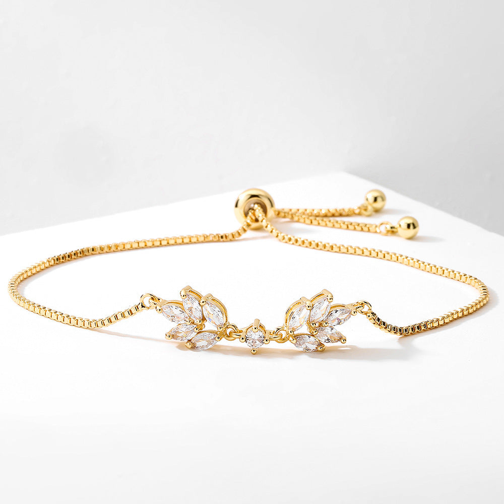 Special-interest Design Personalized Creative Zipper Open Adjustable Zircon Bracelet